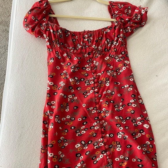 Rat & Boa Red Bambi Bustier Button Down Floral Peasant Prairie  Dress - Picture 4 of 5
